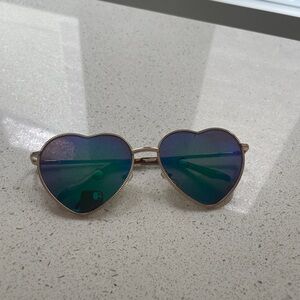 Vintage Heart-Shaped Sunglasses with Blue Lenses